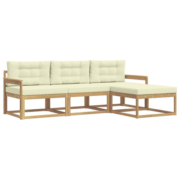 vidaXL Ensemble de canapés d'extérieur 4 pc Blanc et crème Polyester