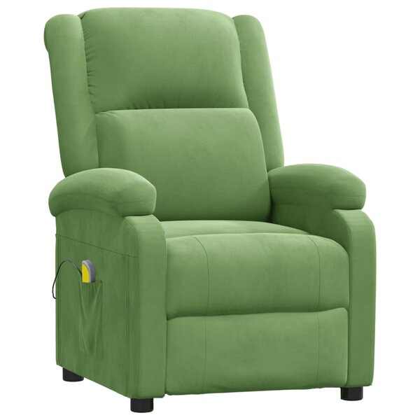 vidaXL Fauteuil de massage Vert clair velours