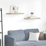 vidaXL Étagères murales flottantes 2 Pièces chêne 60x23 5x3 8 cm MDF