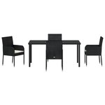 vidaXL Ensemble de Salle à Manger de Jardin 5 Pièces avec Coussins Noir Rattan