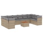 vidaXL Salon de jardin 11 Pièces avec coussins beige résine tressée