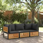vidaXL Salon de jardin avec coussins 3 Pièces bois massif d'acacia