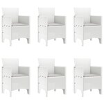 vidaXL Ensemble de Salle à Manger de Jardin 7 Pièces avec Coussins Blanc Poly Rattan
