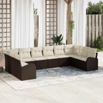vidaXL Ensemble de canapé de jardin 10 Pièces Marron Poly rotin
