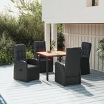 vidaXL Ensemble à manger de jardin coussins 5Pièces Noir Résine tressée