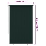 vidaXL Store roulant d'extérieur 140x230 cm Vert foncé PEHD