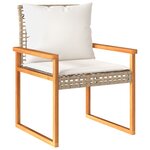 vidaXL Ensemble de bistro et coussins 3 Pièces mélange beige rotin acacia