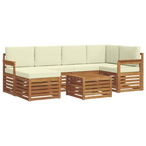 vidaXL Ensemble de canapés d'extérieur 7 pc Naturel et Crème Polyester