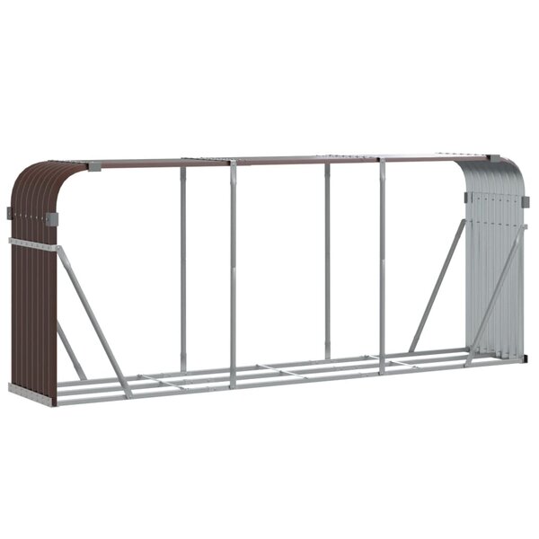 vidaXL Porte-bûches marron 234x45x100 cm acier galvanisé
