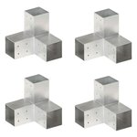 vidaXL Connecteurs de poteau 4 Pièces Forme en Y Métal galvanisé 81x81 mm