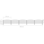 vidaXL Clôture de jardin à dessus en lance Acier (0 75-1)x8 5 m Noir