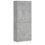 vidaXL Buffet haut Gris béton 69 5x34x180 cm Bois d'ingénierie