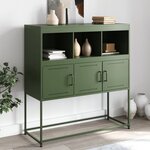 vidaXL Buffet vert olive 100 5x39x107 cm acier