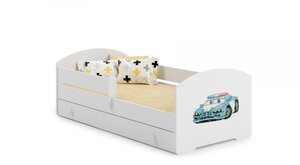Lit enfant LUK BAR+SZU 140x70 POLICE tiroir de rangement avec matelas