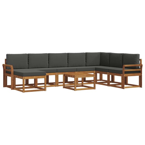 vidaXL Ensemble de canapés d'extérieur 9 pc Naturel et Anthracite