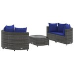 vidaXL Salon de jardin 5 Pièces avec coussins gris résine tressée