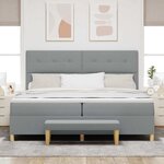 vidaXL Lit Box Spring avec Matelas et Banquette Gris clair 200x200 cm Tissu