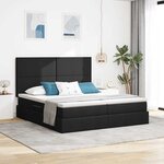 vidaXL Lit de rangement LED avec matelas Noir 180 x 200 cm Tissu