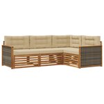 vidaXL Ensemble de canapés d'extérieur 4 pc Naturel et Beige