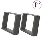 vidaXL Pieds de table basse en U 2 pièces Anthracite 40 x (30-31) cm Acier