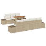 vidaXL Ensemble de Canapés de Jardin 8 Pièces avec Coussins Beige Poly Rattan