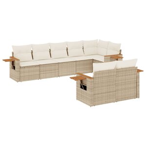 vidaXL Salon de jardin avec coussins 8 Pièces beige résine tressée