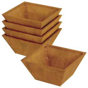 vidaXL Pot de jardin en forme de bol 5 Pièces Rouillé 35 x 35 x 15 cm