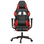 vidaXL Chaise de jeu avec repose-pied Noir et rouge Similicuir