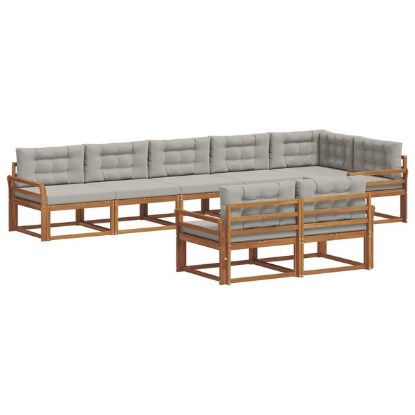 vidaXL Ensemble de canapés d'extérieur 8 pc Naturel et gris clair
