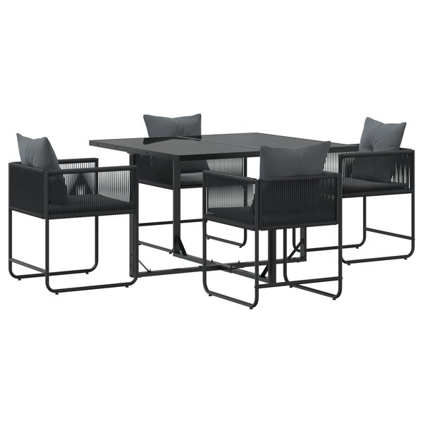 Ensemble de repas de jardin 6 pièces vidaXL avec coussins en acier et poly rotin