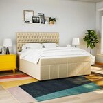 vidaXL Sommier à lattes de lit avec matelas Crème 200x200 cm Tissu