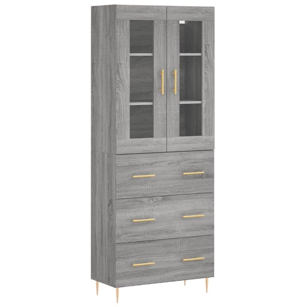 vidaXL Buffet haut Sonoma gris 69 5x34x180 cm Bois d'ingénierie