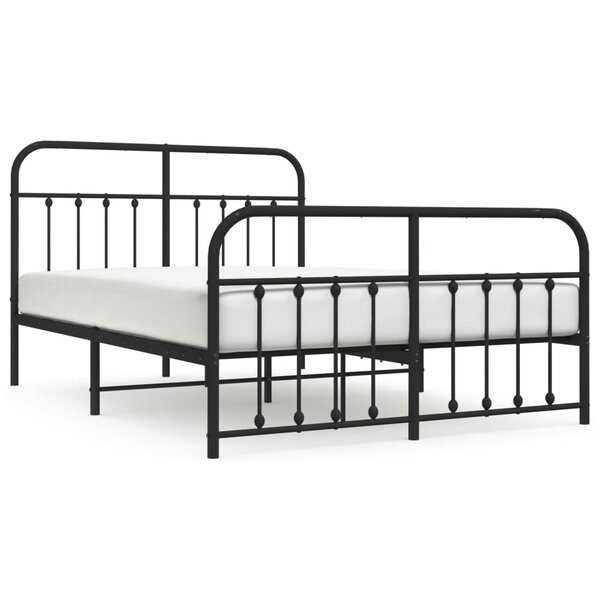 vidaXL Cadre de lit métal avec tête de lit/pied de lit noir 140x190 cm
