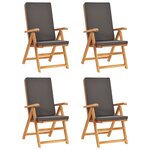 Salon de jardin meuble d'extérieur ensemble de mobilier 5 pièces avec coussins gris bois de teck massif 02_0016382