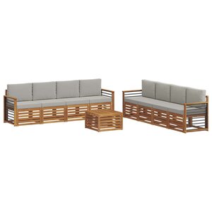 vidaXL Ensemble de canapés d'extérieur 9 pc Naturel et gris clair