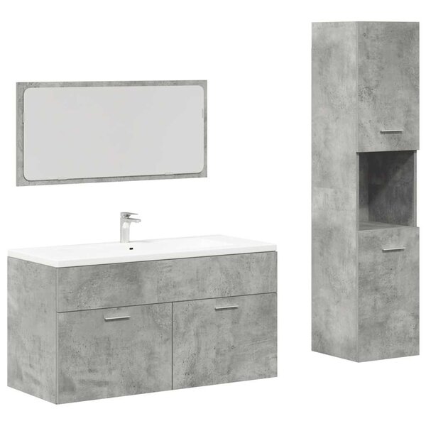 vidaXL Ensemble de meubles de salle de bain 3 Pièces gris béton