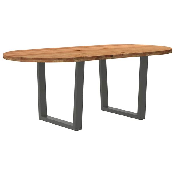 vidaXL Table à manger marron clair bois de chêne massif ovale