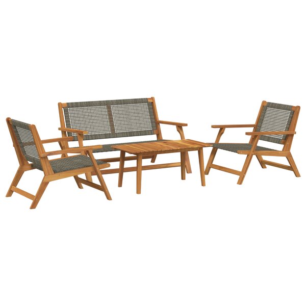 vidaXL Chaises de jardin avec table 4 Pièces en bois d'acacia gris massif