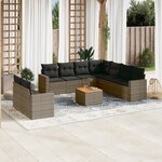 vidaXL Salon de jardin avec coussins 10 Pièces gris résine tressée