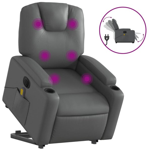 vidaXL Fauteuil inclinable de massage électrique gris similicuir