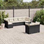 vidaXL Salon de jardin 9 Pièces avec coussins noir résine tressée