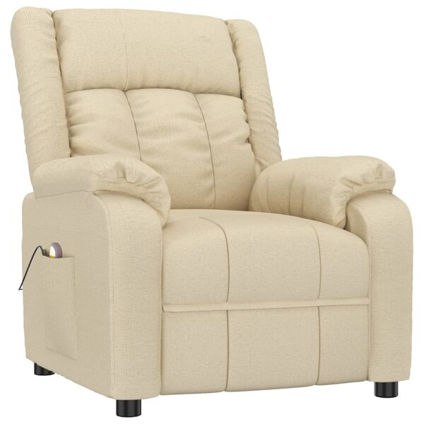 vidaXL Fauteuil de massage Crème Tissu