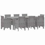 vidaXL Ensemble de salle à manger pour jardin 9 Pièces Gris clair