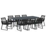 vidaXL Ensemble de salle à manger pour jardin 9 Pièces Noir polyrotin