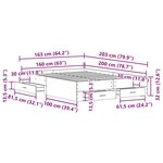 vidaXL Cadre de lit avec tiroirs avec tiroir Chêne noir 160 x 200 cm