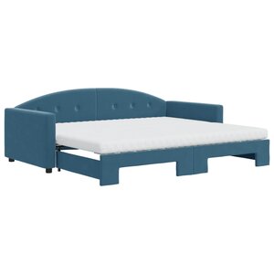 vidaXL Lit de jour avec lit gigogne et matelas bleu 90x200 cm velours