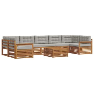 vidaXL Ensemble de canapés d'extérieur 8 pc Gris Naturel et Clair