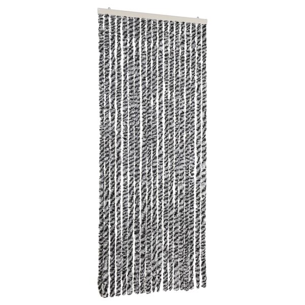 vidaXL Rideau anti-mouches gris et noir et blanc 56x185 cm chenille