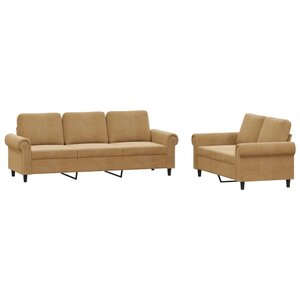 vidaXL Ensemble de canapés 2 Pièces avec coussins Marron Velours