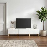 vidaXL Meuble TV 147 x 34 5 x 30 cm Blanc brillant Bois d'ingénierie